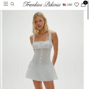 Frankie’s Bikinis Christa Ruffle Mini Dress in Sunrose (White/Cream)